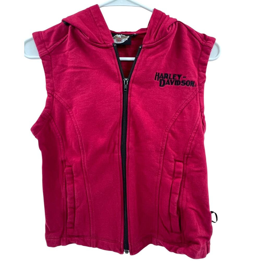 Harley-Davidson sleeveless zip-up hooded vest